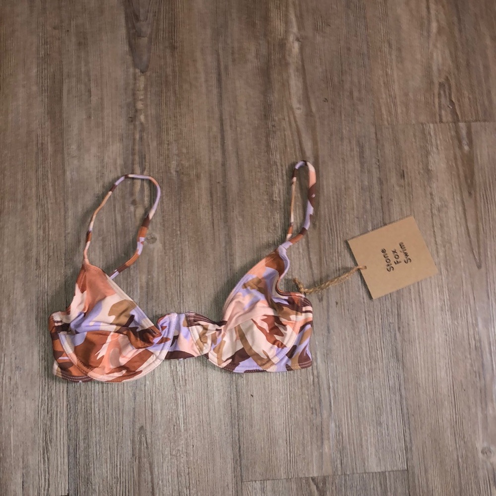 Stone Fox swim conch bikini top pastel petal bralette silhouette size XS NWT